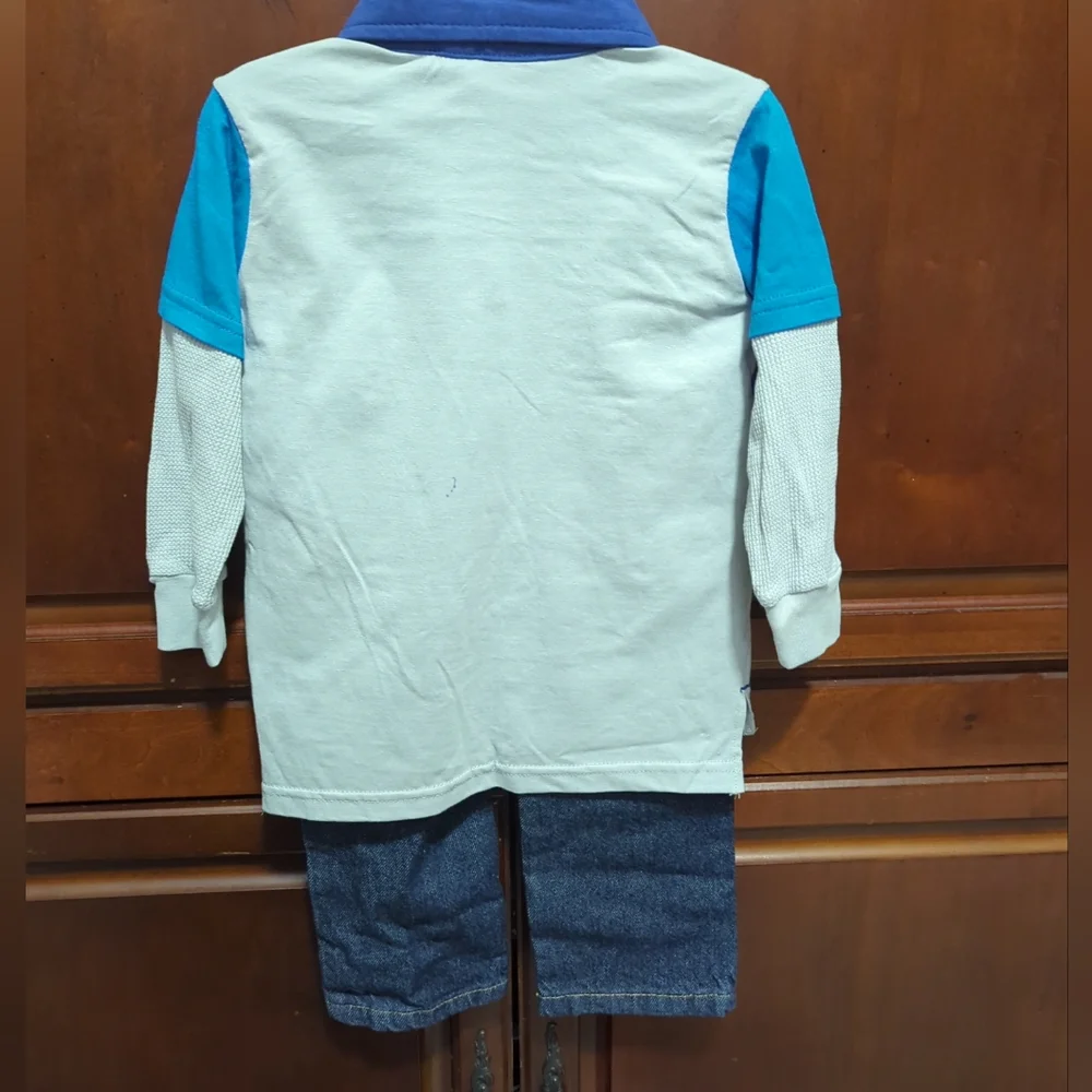 Mecca Boys Toddlers Playwear 2pc Long Sleeve Shirt  & Jeans Set 2T NWT